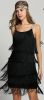 Adult Female Costumes to Hire - Gatsby black tassel dress with Gold Straps  - SMALL